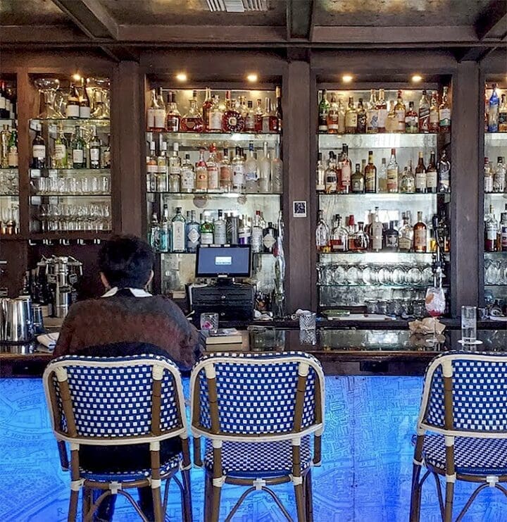 The bar at The Left Bank Bistro